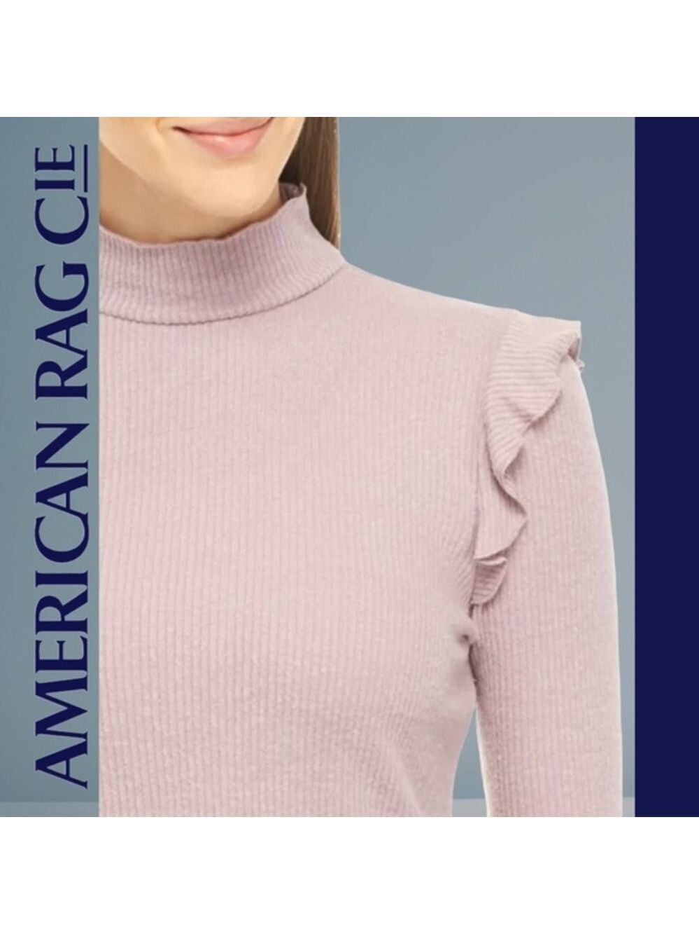 AMERICAN Rag Ribbed Long Sleeve Lettuce-Edge Top - Picture 5 of 14